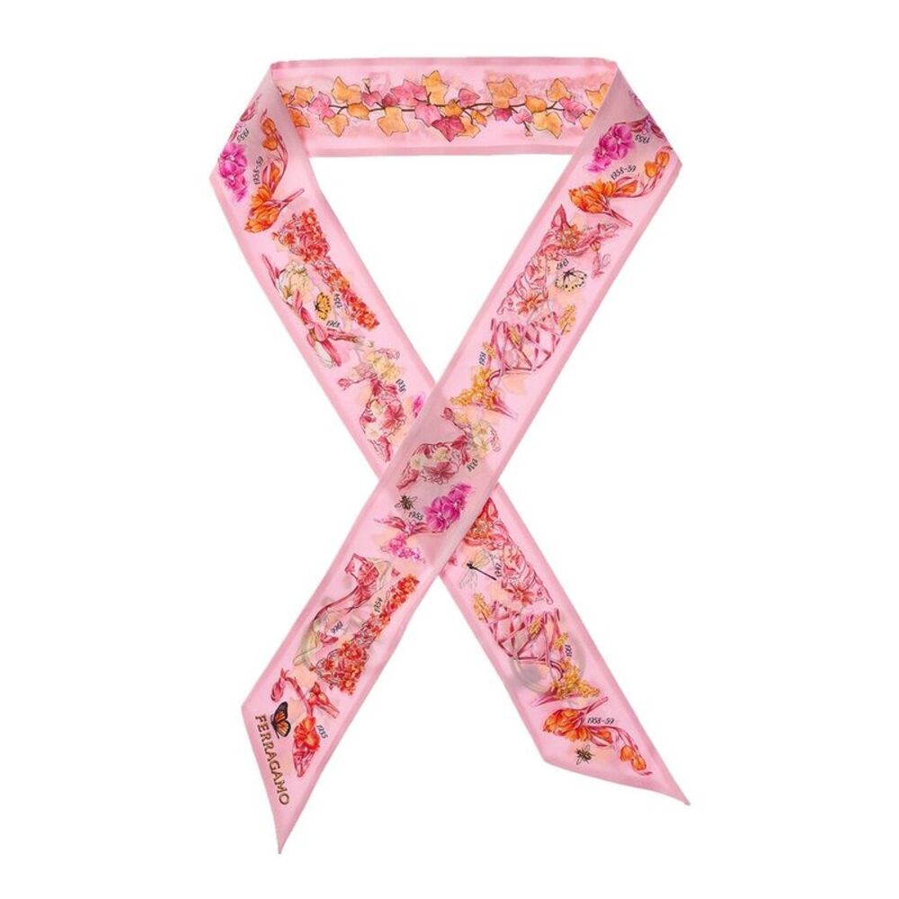 Ferragamo Eden Shoes Print Silk Mini Bandeau, Pink